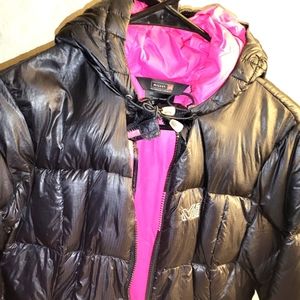 SMALL MILLET DOWNJACKET HOODIE PINK & BLACK